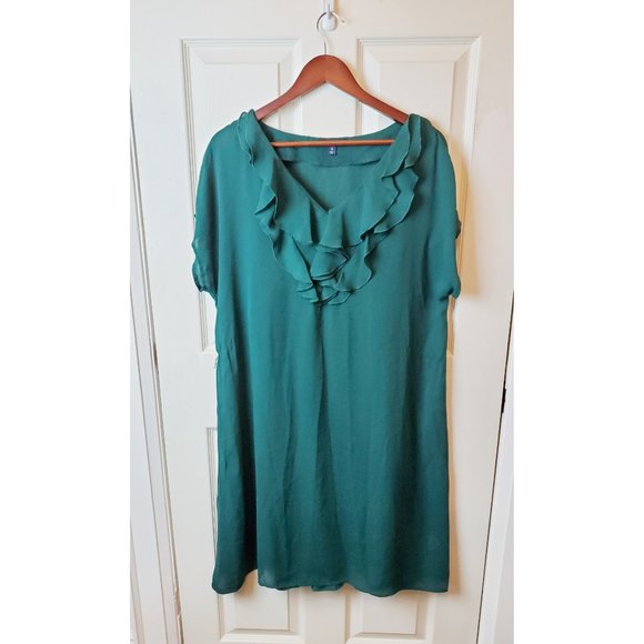 Dark Green Dress with Inner Slip - Picture 5 of 6